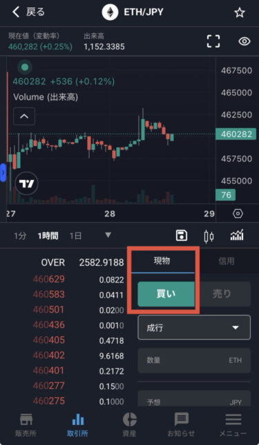 イーサリアム画面